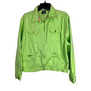 Lighthouse Apparel Women's Lime Green Cotton Zip Up Jacket - Size XL